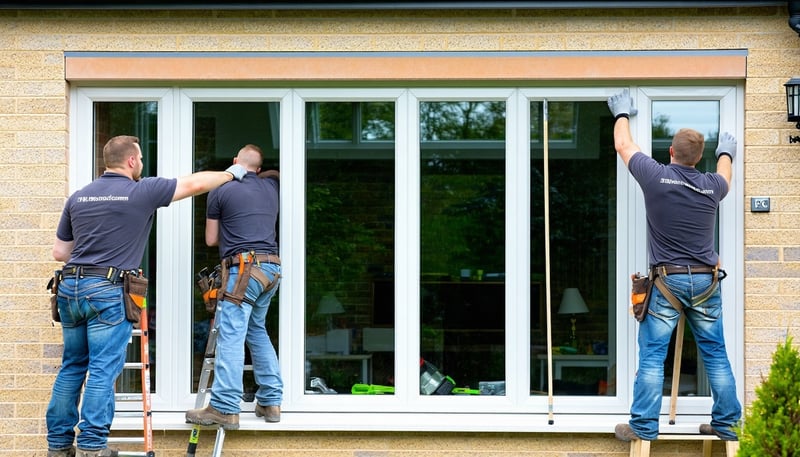 PD Windows Ltd team installing new double-glazed windows on a residential property